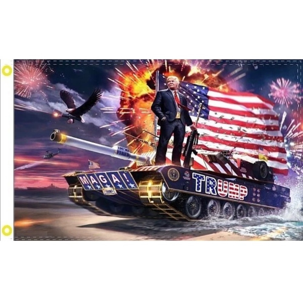 Trump‎ Tank Flag MAGA USA Patriotic Banner Man Cave Decor Garden 3x5 FT New